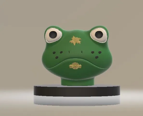 Cute Green Frog Figurine on a Display Base 3D Model .c4d .max .obj .3ds .fbx .stl .blend 