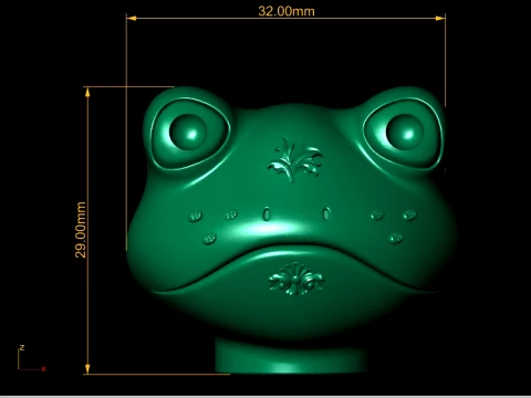 Cute Green Frog Figurine on a Display Base 3D Model