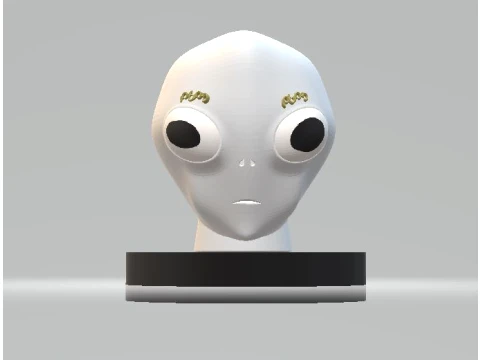 Stylized White Alien Head Figurine 3D Model