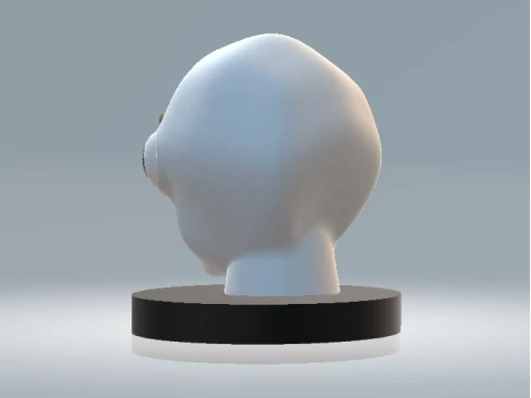 Stylized White Alien Head Figurine 3D Model