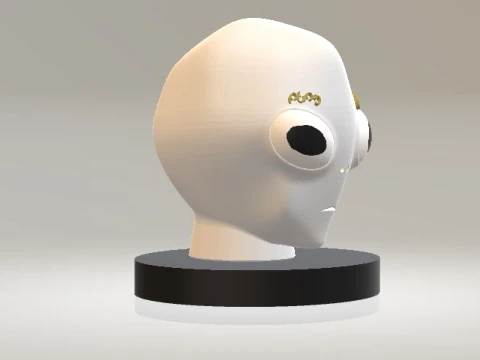 Stylized White Alien Head Figurine 3D Model