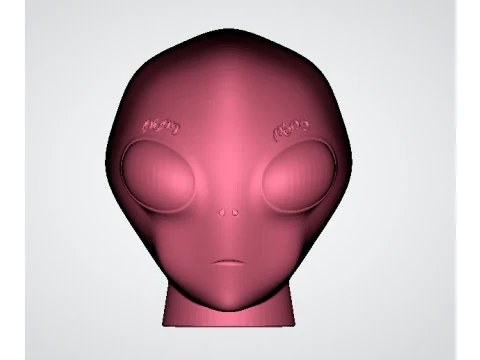 Stylized White Alien Head Figurine 3D Model