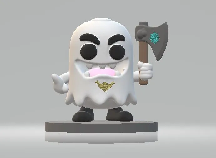 Cute Ghost Warrior Figurine with Axe 3D Model .c4d .max .obj .3ds .fbx .stl .blend