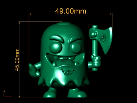 Cute Ghost Warrior Figurine with Axe 3D Model