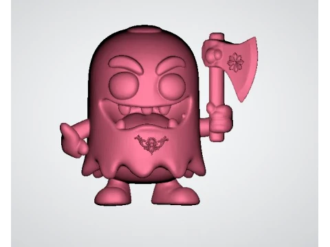 Cute Ghost Warrior Figurine with Axe 3D Model