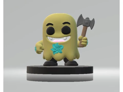 Cute 3D Cartoon Monster with an Axe 3D Model