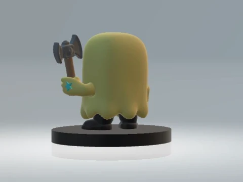 Cute 3D Cartoon Monster with an Axe 3D Model