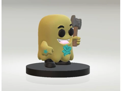 Cute 3D Cartoon Monster with an Axe 3D Model