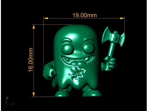Cute 3D Cartoon Monster with an Axe 3D Model