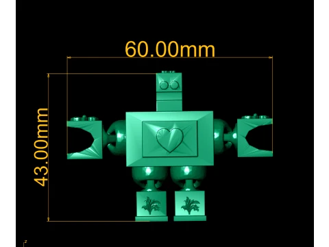 Cute 3D Robot with a Heart 3D Model