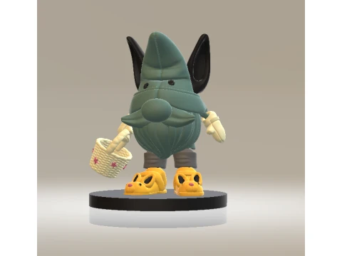 Cute Gnome Character with Basket Modello 3D