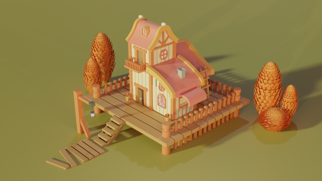Wooden house 3D मॉडल .c4d .max .obj .3ds .fbx .stl .blend 