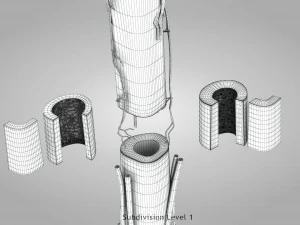 Bone with Healthy and Osteoporotic Section 3D Model