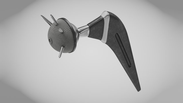 Hip Implant Low-poly 3D Model .c4d .max .obj .3ds .fbx .stl .blend 