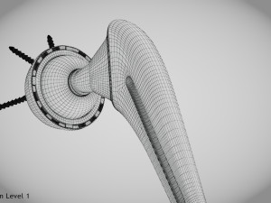 Hip Implant Low-poly 3D Model