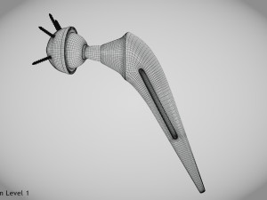 Hip Implant Low-poly 3D Model