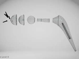 Hip Implant Low-poly 3D Model