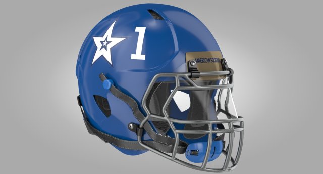 Football Helmet Type1 3D Model .c4d .max .obj .3ds .fbx .stl .blend 