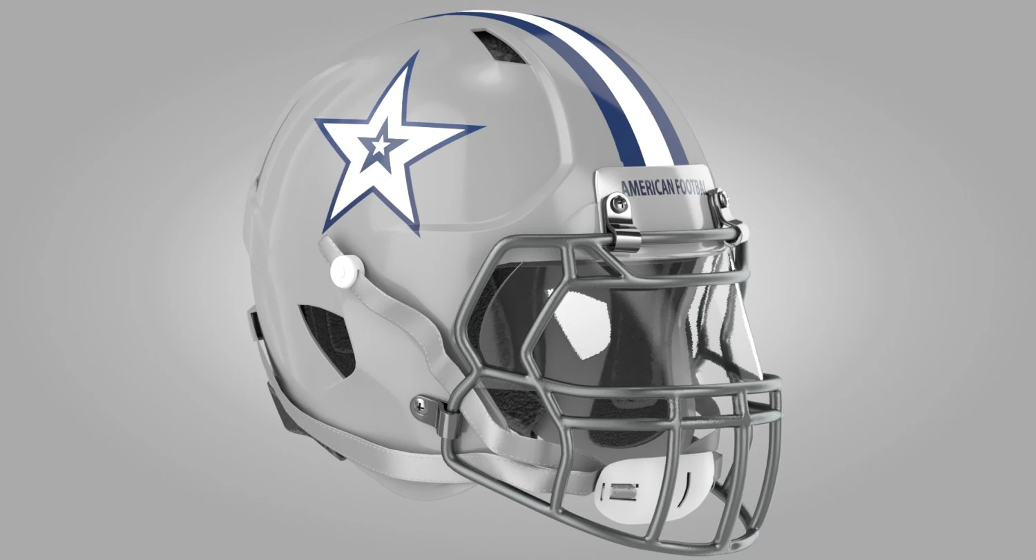 White Football Helmet 3D Model .c4d .max .obj .3ds .fbx .stl .blend 