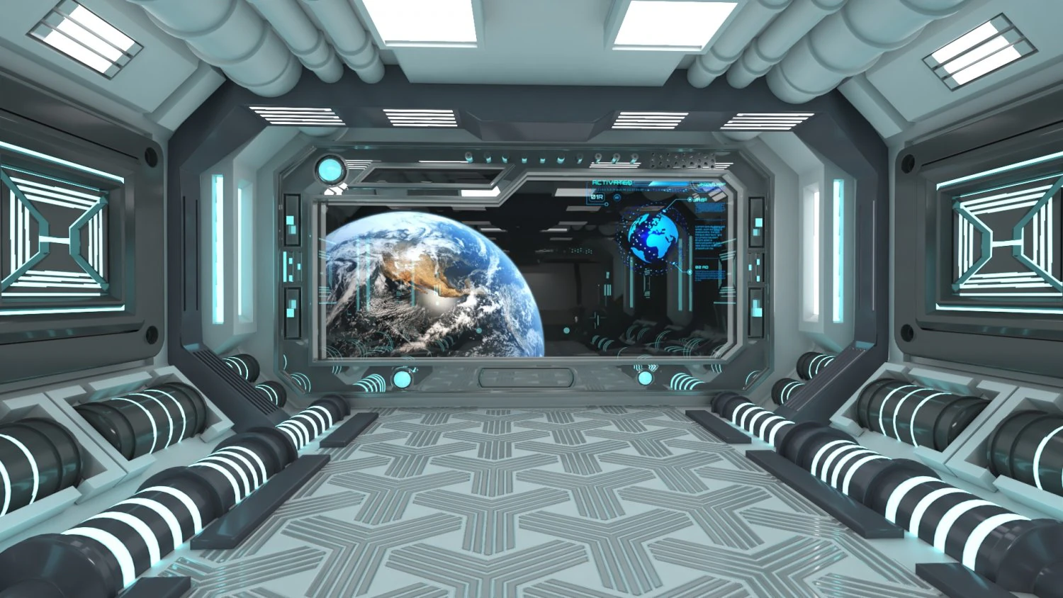 Sci-fi Interior Spacecraft 3D Model .c4d .max .obj .3ds .fbx .stl .blend 