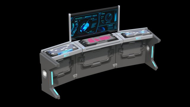 Sci-fi Work Desk Model 3D .c4d .max .obj .3ds .fbx .stl .blend 