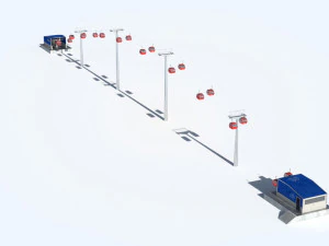 Telecabin Ski Lift Cableway- Animated and Rigged 3D Model