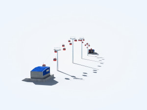 Telecabin Ski Lift Cableway- Animated and Rigged Model 3D