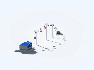 Telecabin Ski Lift Cableway- Animated and Rigged 3D Model