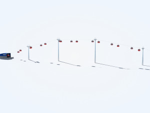 Telecabin Ski Lift Cableway- Animated and Rigged Model 3D