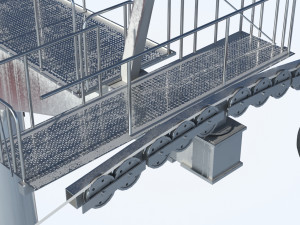 Telecabin Ski Lift Cableway- Animated and Rigged Model 3D