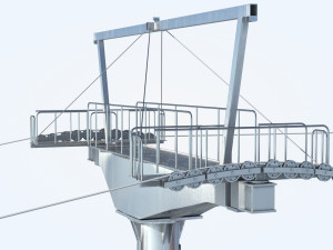 Telecabin Ski Lift Cableway- Animated and Rigged Model 3D
