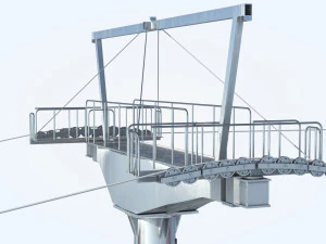 Telecabin Ski Lift Cableway- Animated and Rigged 3D Model