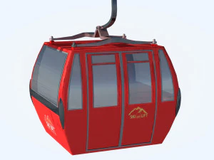 Telecabin Ski Lift Cableway- Animated and Rigged 3D Model