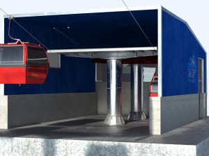 Telecabin Ski Lift Cableway- Animated and Rigged Model 3D