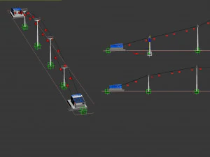 Telecabin Ski Lift Cableway- Animated and Rigged 3D Model