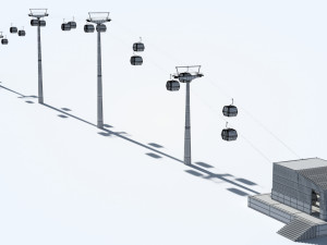 Telecabin Ski Lift Cableway- Animated and Rigged Model 3D