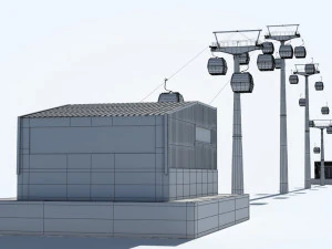 Telecabin Ski Lift Cableway- Animated and Rigged 3D Model