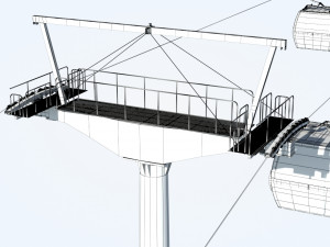 Telecabin Ski Lift Cableway- Animated and Rigged Model 3D
