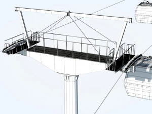 Telecabin Ski Lift Cableway- Animated and Rigged 3D Model