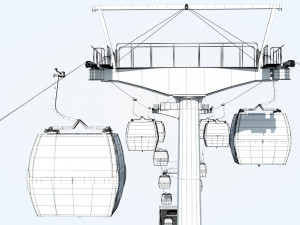 Telecabin Ski Lift Cableway- Animated and Rigged Model 3D