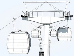 Telecabin Ski Lift Cableway- Animated and Rigged 3D Model