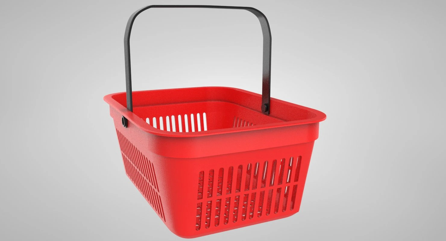 Shopping Hand Basket 3D Model .c4d .max .obj .3ds .fbx .stl .blend 