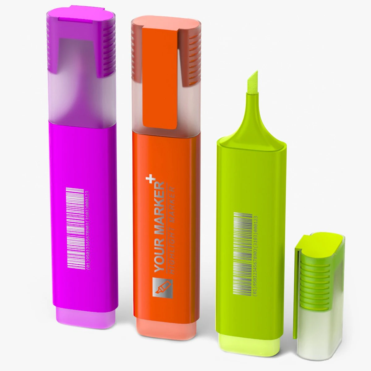 High lighter Marker 3D Model .c4d .max .obj .3ds .fbx .stl .blend 