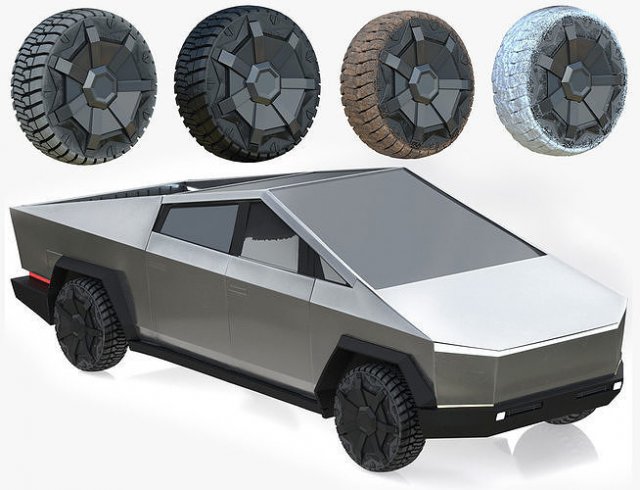 Tesla Cybertruck 3D Model .c4d .max .obj .3ds .fbx .stl .blend 
