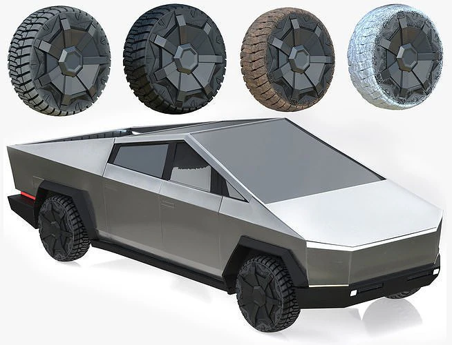 Tesla Cybertruck 3D Modell .c4d .max .obj .3ds .fbx .stl .blend 