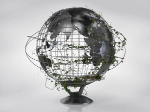 Ivy-Covered Earth Globe 3D Model
