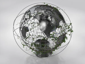 Ivy-Covered Earth Globe 3D Model