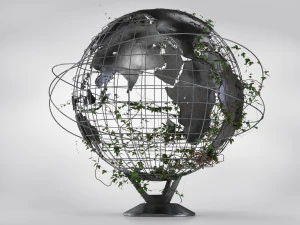 Ivy-Covered Earth Globe 3D Model