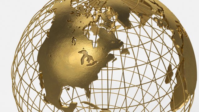 Earth Globe Golden Style 3D Модель .c4d .max .obj .3ds .fbx .stl .blend 