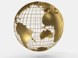 Earth Globe Golden Style 3D Модель